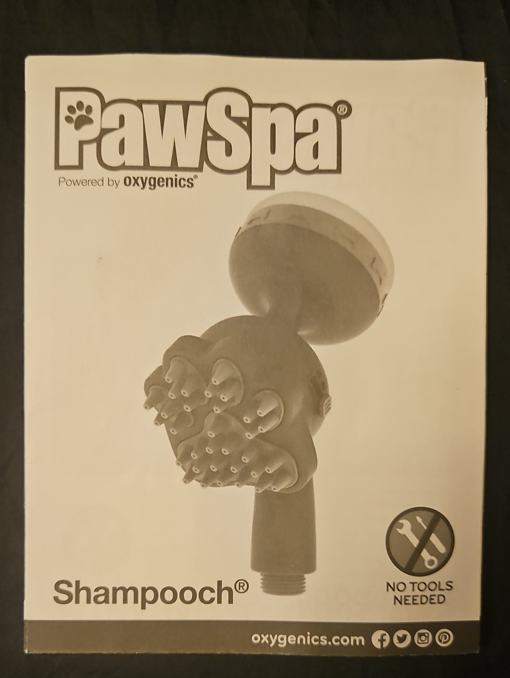 Oxygenics PawSpa Shampooch Handheld Pet Washer Dog Grooming Kit Gray